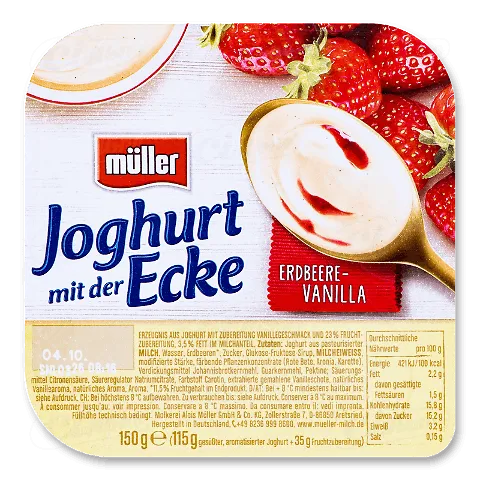 Йогурт Muller полуниця та ваніль 3,5%, 150г