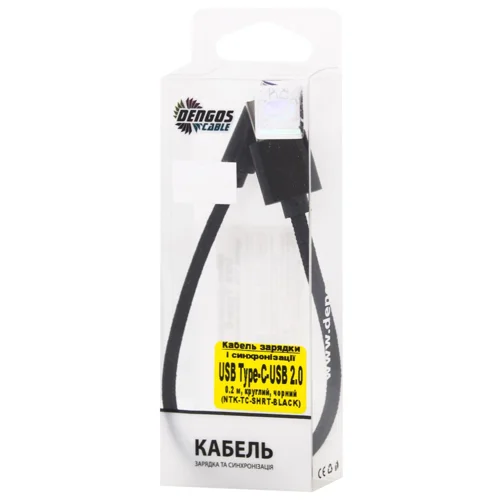 Кабель зарядки і синхронізації Dengos USB Type-C USB 2.0 0.2м (NTK-TC-SHRT-BLACK)