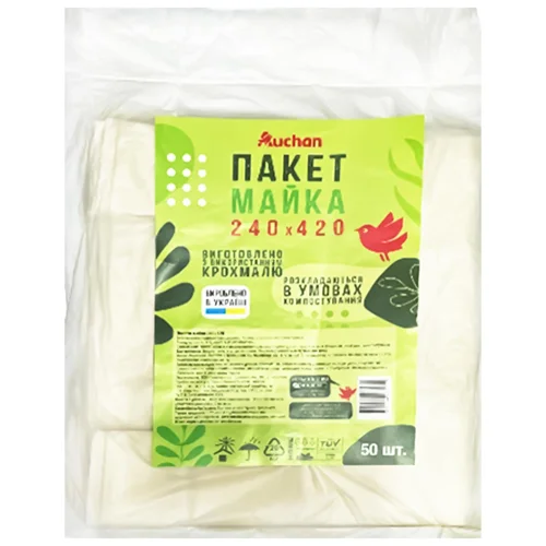 Пакет майка Auchan 240х420мм 50шт