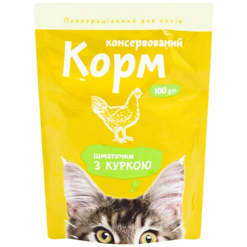 Корм вологий Українська Зірка з куркою для котів 100г