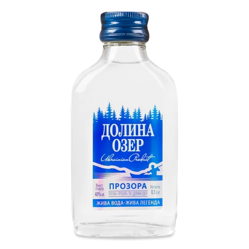 Водка 0.1л 40% Прозора Долина Озер, натуральна, в/ґ, пластикова пляшка