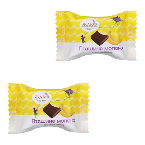 Цукерки глазуровані зі смаком банану Пташине молоко Жако кг