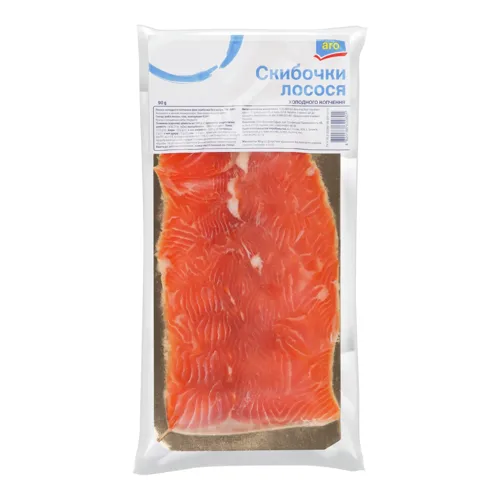 Лосось філе скибочки Aro холодного копчення без шкіри в упаковці 90г