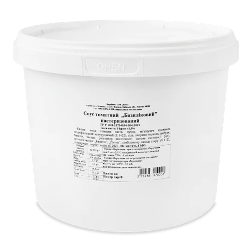 Соус Томатний Пастеризований Базиліковий, в/ґ, 5.0кг
