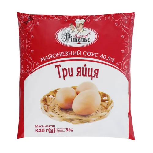 Соус майонезний 40.5% Три яйця Кухар Рішельє м/у 340г
