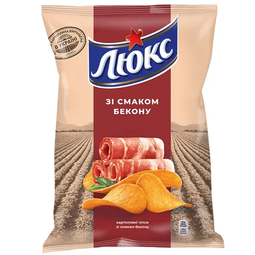 Чіпси Люкс картопляні зі смаком бекону 133г