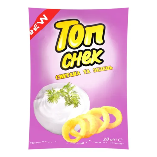 Снеки кукурудзяні зі смаком сметани та зелені Топ Снек м/у 28г