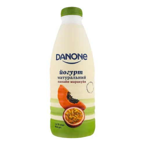 Йогурт 1.5% натуральний Папайя-маракуйя Danone п/пл 800г