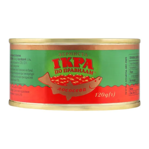 Ікра лососева зерниста по правилам у залізній банці 120г