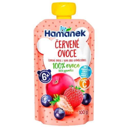 Пюре Hamanek Яблуко чорниця полуниця 100г
