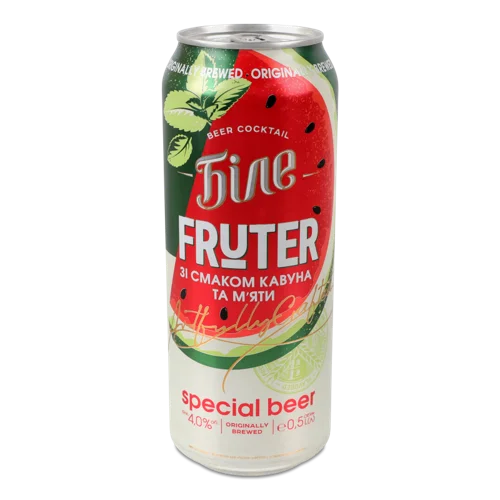 Пиво Спеціальне 4% Пастеризоване Зі Смаком Кавуна Та М'яти, 0.5л, з/б