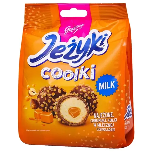 Цукерки вафельні Jezyki Coolki Milk у молочному шоколаді з карамельним кремом 140,4г
