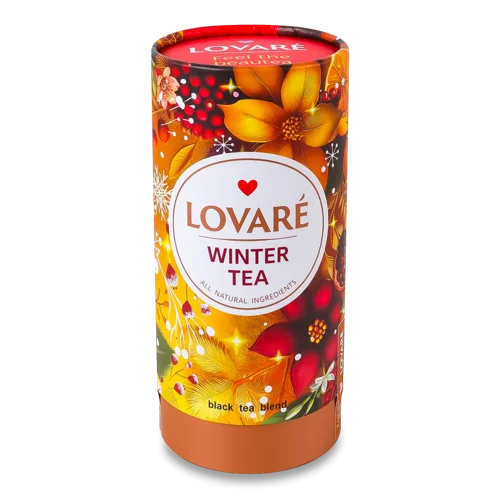 Чай Чорний Листовий Баєвий З Фруктами, Бутонами Квітів Та Ароматом Пітахаї, Winter Tea Lovare, Тубус 80г
