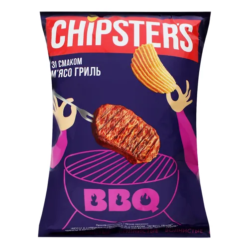 Чіпси картопляні хвилясті М'ясо гриль BBQ Chipster's м/у 120г