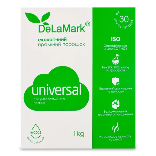 Пральний Концентрований Порошок Безфосфатний Universal Eco DeLaMark, 1кг
