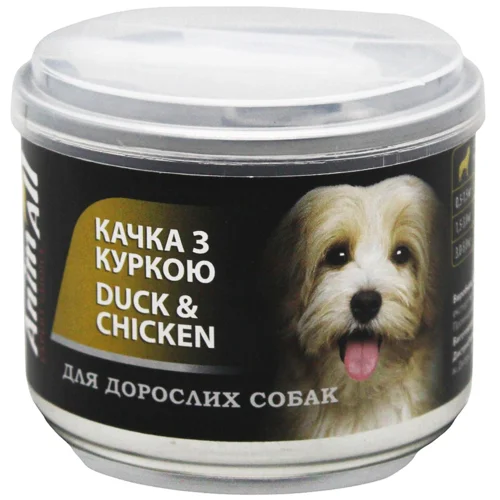 Корм вологий AnimAll Качка з куркою для дорослих собак 195г