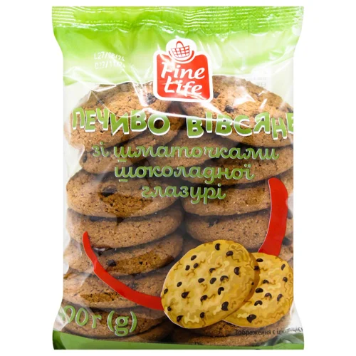 Печиво Fine Life вівсяне зі шматочками шоколадної глазурі 400г