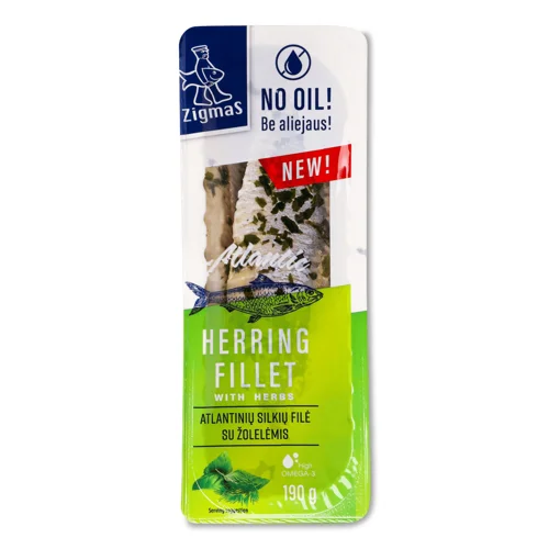Оселедець Zigmas філе з зеленню 190г