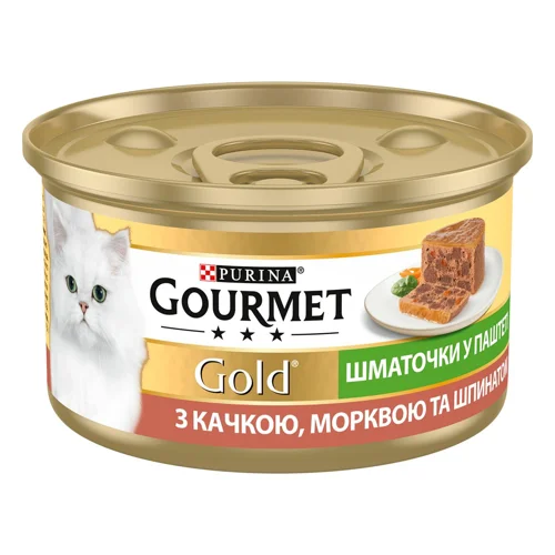 Корм вологий Gourmet Gold з качкою, морквою та шпинатом для котів 85г