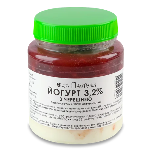 Йогурт Термостатний 3.2% З Черешнею Від Пантюші, п/б, 290г