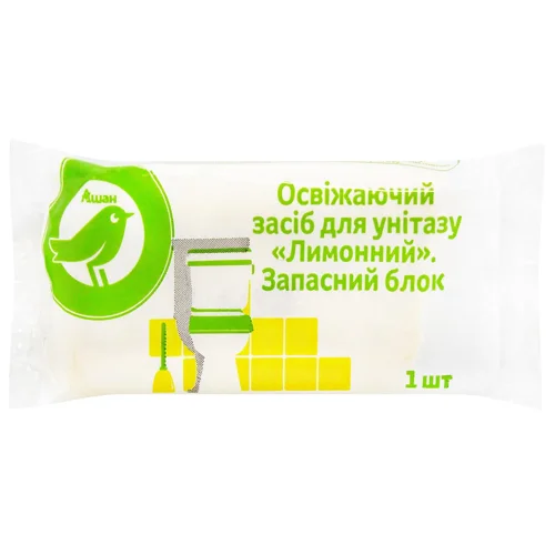 Освіжувач для унітазу Auchan Лимоний запасний блок 40г