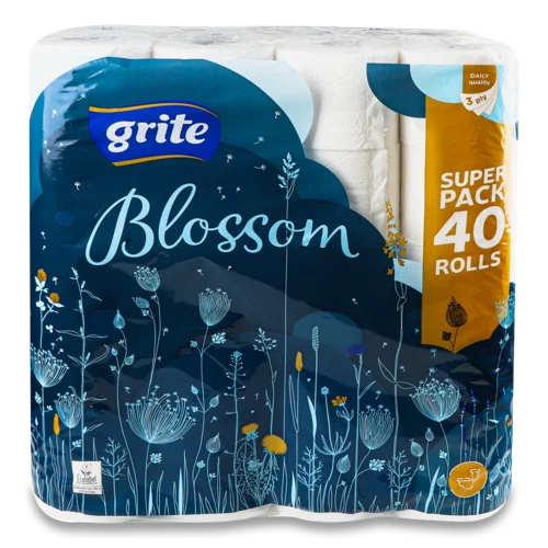 Туалетний Папір 3-Шаровий Blossom Grite, 40 шт, в/ґ
