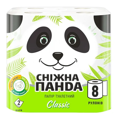 Туалетний папір Сніжна Панда Classic 2-шаровий 8шт