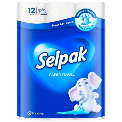 Рушники паперові Selpak трьохшарові 12шт