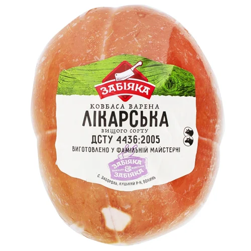Ковбаса Забіяка Лікарська варена вищого сорту вагова