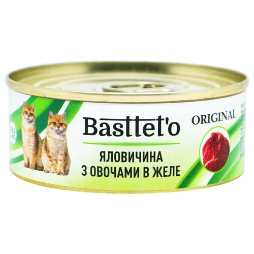 Корм вологий Basttet'o Original з яловичиною та овочами для котів 85г
