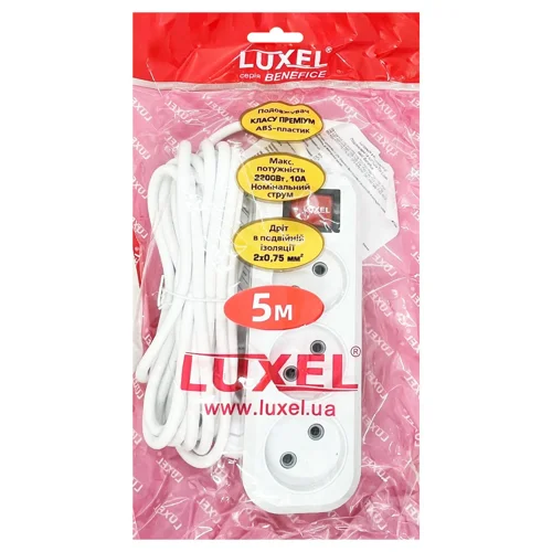 Подовжувач Luxel 3 гнізда з вимикачем 5м
