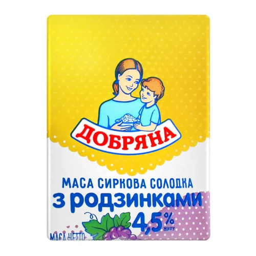 Маса сиркова солодка з родзинками 4.5%