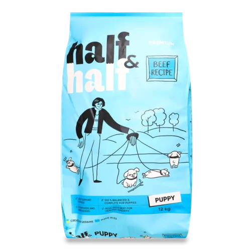 Корм для цуценят Half&Half Beef сухий