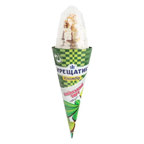 Морозиво 15% пломбір у вафельному ріжку Київський торт Хрещатик 140г