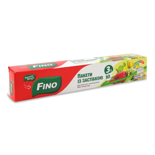 Пакети для Зберігання І Заморожування З Застібкою, 3л, Fino, 10шт