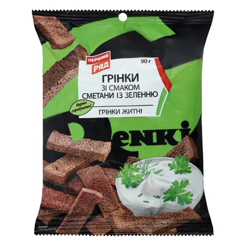 Грінки Перший Ряд зі смаком сметани та зелені 90г
