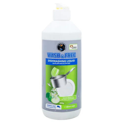 Засіб для миття посуду Wash&Free Зелене яблуко та едельвейс 500г