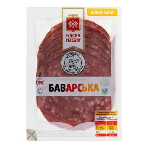 Ковбаса Баварська М'ясна Гільдія напівкопчена вищого ґатунку 0.1кг
