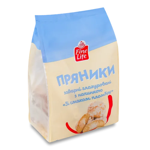 Пряники заварні глазуровані з начинкою зі смаком пломбіру, в/ґ, 300г