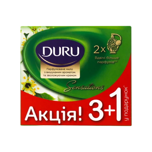 Туалетне Мило Парфумоване З Зволожуючим Кремом Весняний Настрій Sensations Duru, 4х90г