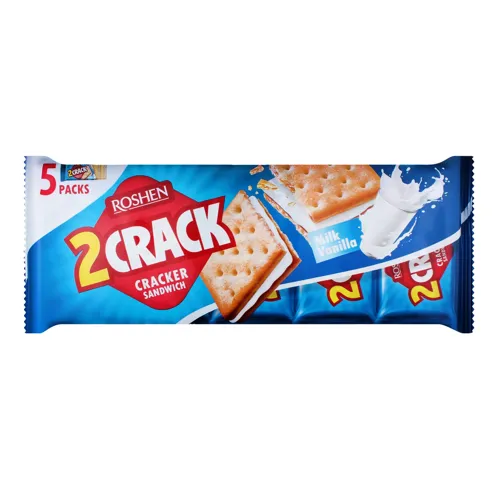 Крекер Roshen 2 CRACK з молочно-ванільною начинкою, 235г