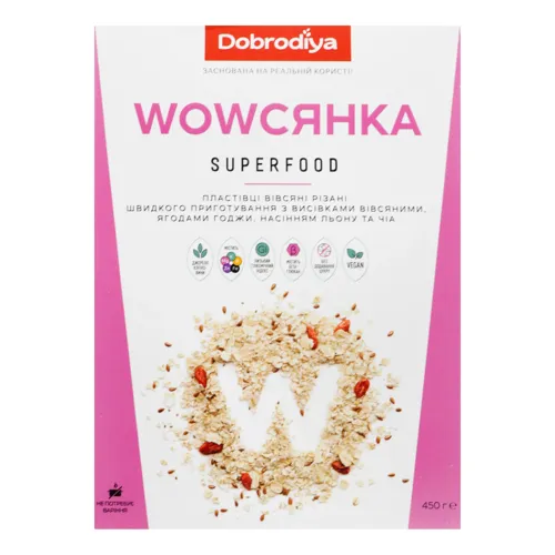 Пластівці вівсяні Superfood Wowсянка Dobrodiya