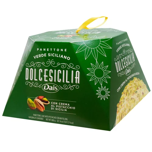 Панеттоне Verde Siciliano з шоколадними дропсами та фісташковою пастою ТМ Dais Dolcesicilia 800 г