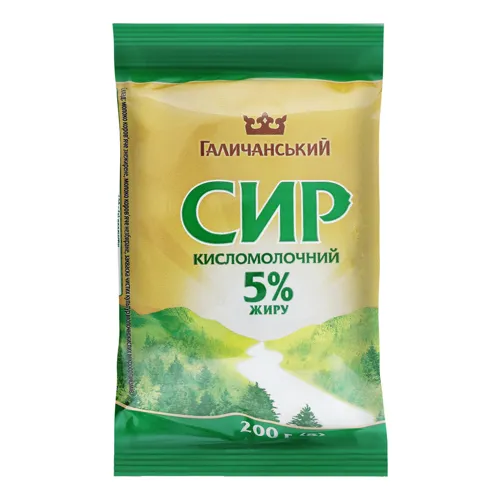 Сир кисломолочний 5% Галичанський м/у 200г