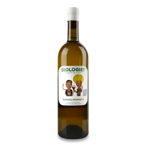 Вино Біле Сухе Вищого Ґатунку Sukholimanskiy Biologist, 0.75л, 12.5%