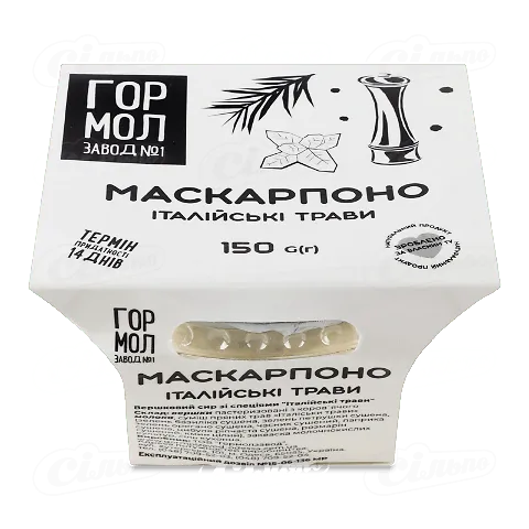 Сир «Гормолзавод №1» «Маскарпоно» з італійськими травами 34%, 150г