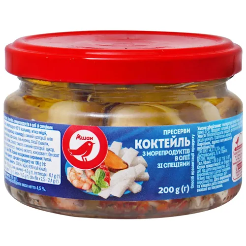 Коктейль з морепродуктів Ашан зі спеціями в олії 200г