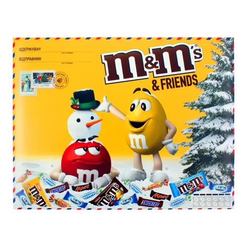Набір драже, батончиків, цукерок та печива Велика бандероль M&M's&Friends к/у 330г