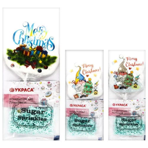 Прикраса кондитерська Украса Merry Christmas Набір привітання
