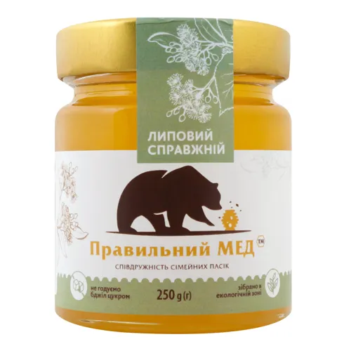 Мед Липовий Правильний мед скляна банка 250г